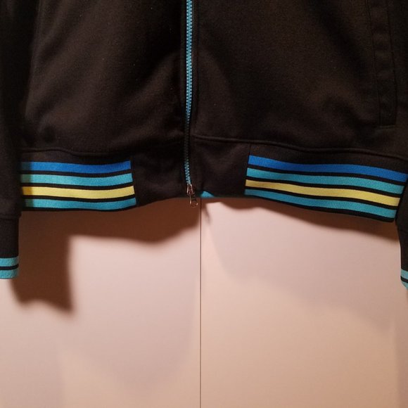 Puma track jacket - black w/ neon blue/yellow trim - Picture 5 of 6